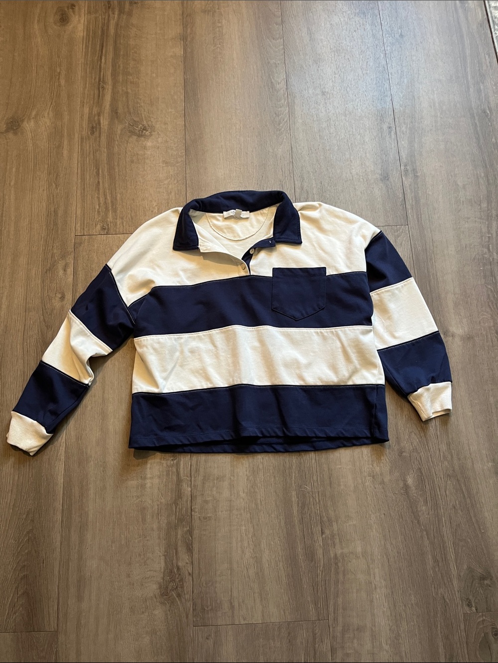 Classic Navy and White Stripe Rugby Shirt - Women’s